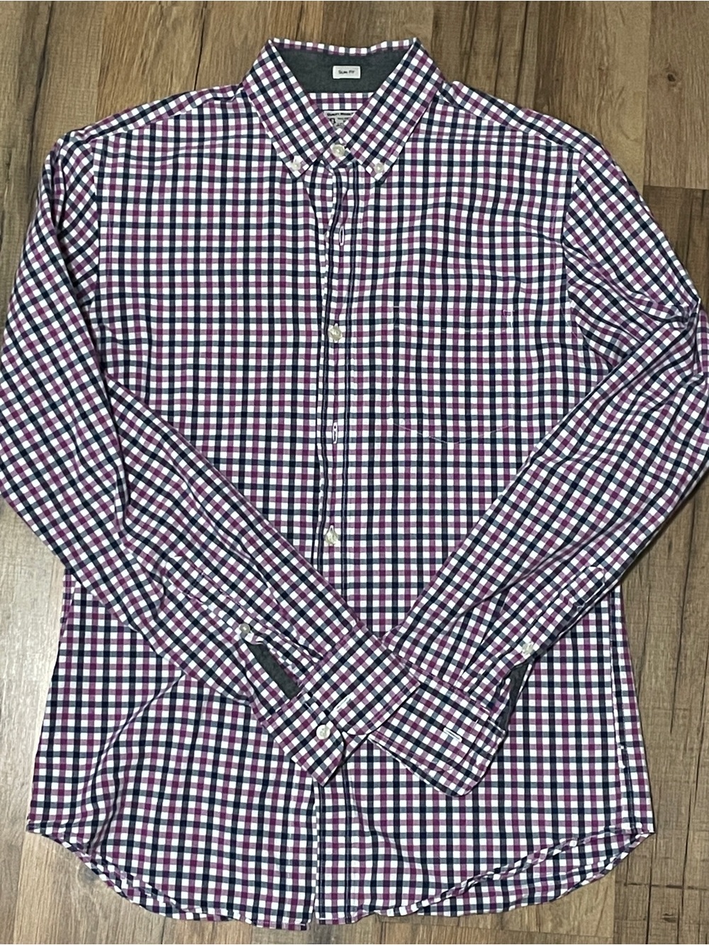 J.Crew Men’s Slim Fit Tailored Purple Gingham Button Down Shirt, Size M